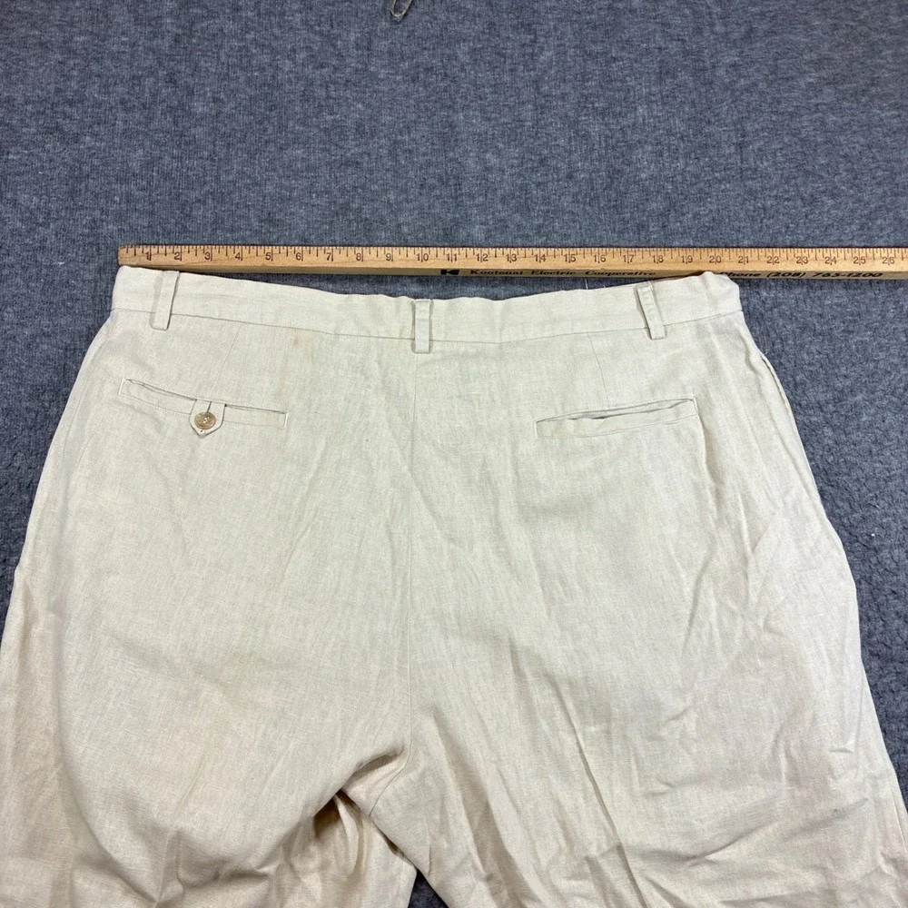 Martinez Montiel Linen‎ Blend Pants Mens 42x31 Tan Relaxed Fit Summer Beach